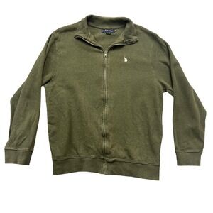 US‎ Polo Assn Sweatshirt Mens XXLGreen Zip Up Cotton Logo Casual Sporty Athletic